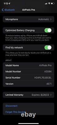 Apple AirPods Pro avec étui de chargement sans fil MagSafe ENSEMBLE COMPLET BEL ÉTAT