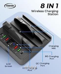 Station de charge sans fil pour téléphone avec ports QC/PD, chargement rapide 8 en 1