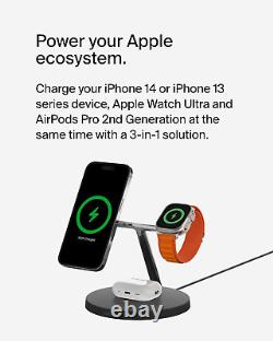 Support de chargement sans fil Magsafe 3 en 1 2ème génération avec une vitesse 33% plus rapide pour Apple Watch